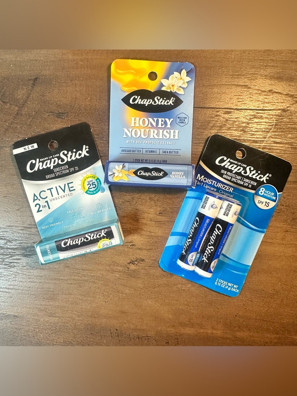 ChapStick Lip Balm Active 2in1, Honey Nourish, & 2 Pk Moisturizer 4 Total Tubes